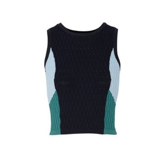 NWOT Jonathon Simkhai crop sweater colorblock textured Size M - Picture 1 of 9